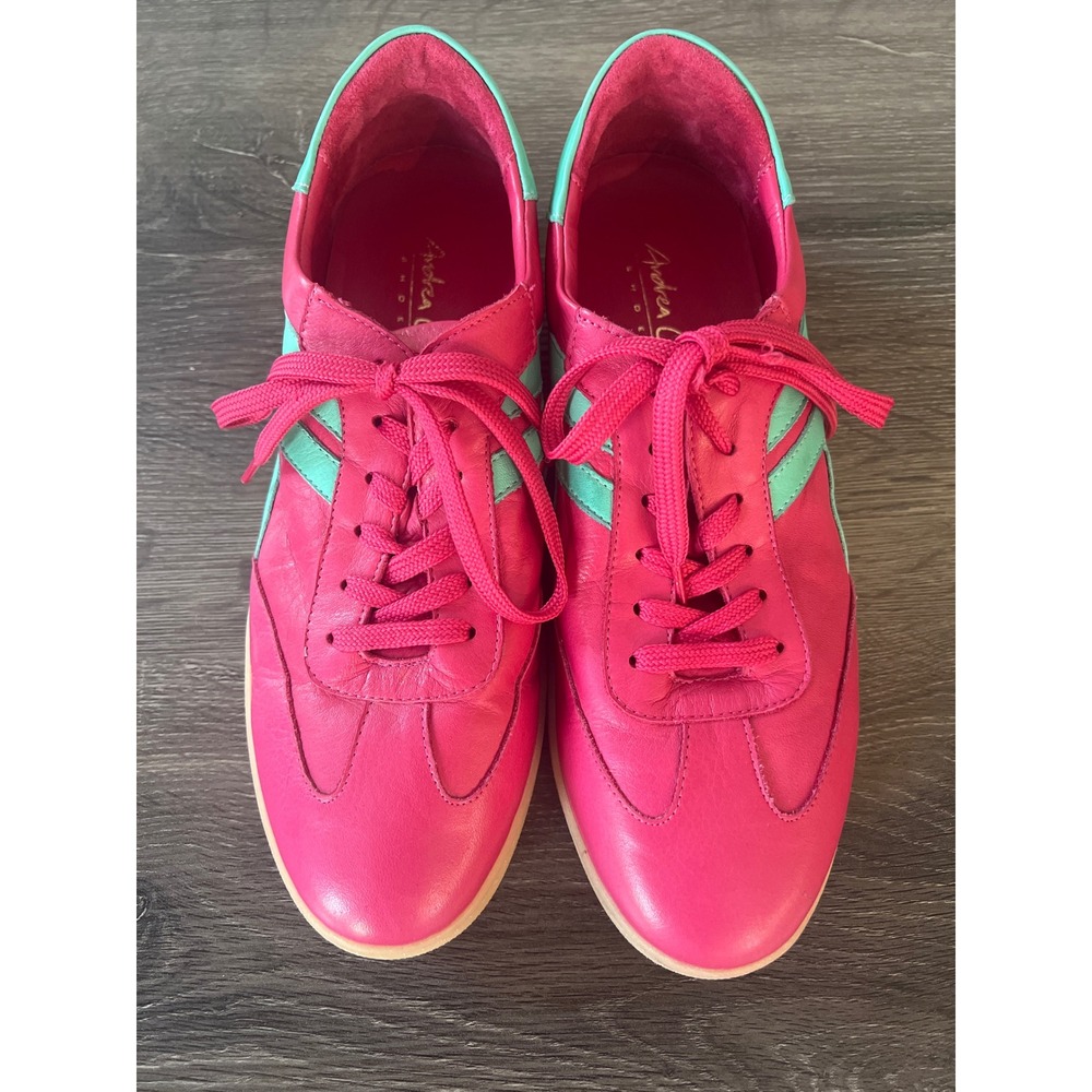 Andrea Conti Freya Women's Pink Leather Low Top Sneakers Barbiecore 42 10.5